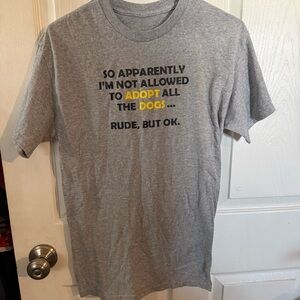 Source Unknown Gray Graphic Tee with Yellow Text